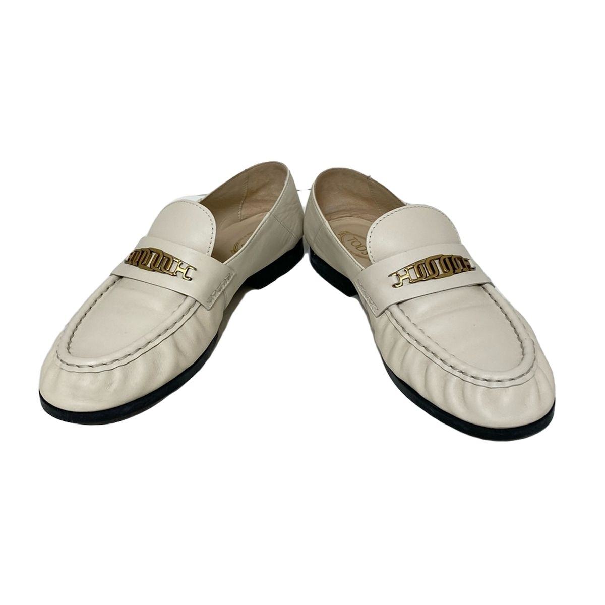 【超目玉枠】 37 ローファー TOD'S(トッズ) 1/2 レザー ベージュ - レディース 靴