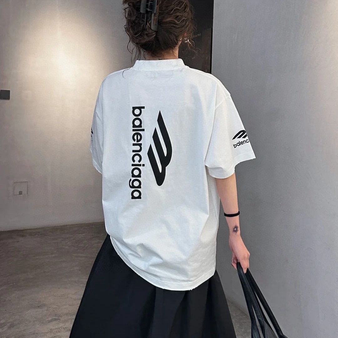 バレンシアガ BALENCIAGAロゴ 半袖Tシャツ男女兼用ホワイトya40