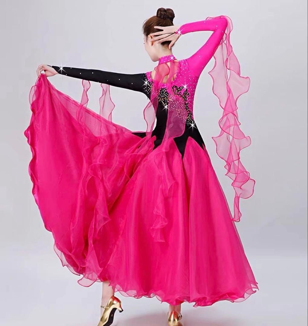 大人気ストーン付スタンダードドレス 発表会 競技会 デモにも最適な華やか衣装 大人気ストーン付スタンダードドレス 発表会 競技会 デモにも最適な