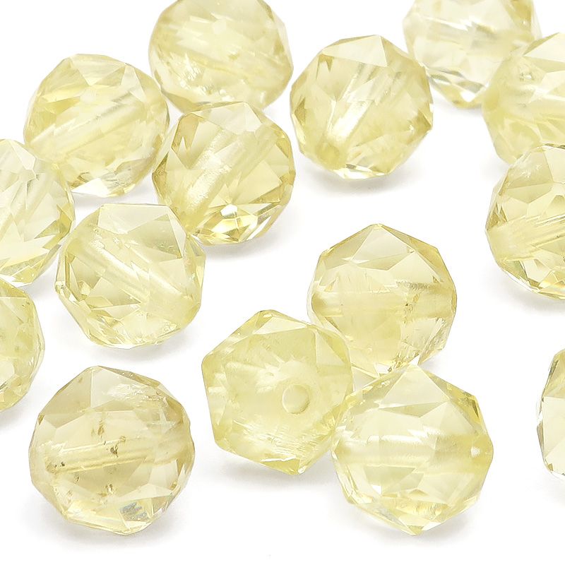 粒販売】ブラジル産 レモンクォーツ スターカット 丸玉 8mm【4粒販売