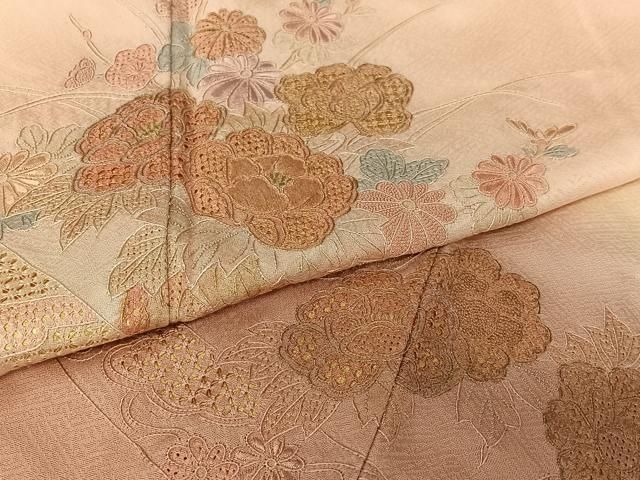 平和屋着物○訪問着 中国三大刺繍 相良刺繍 蔓帯花文 暈し染め 正絹  