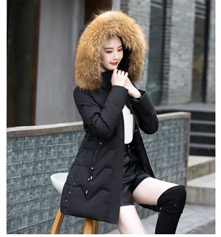 品質良い ダウンコート防寒 暖かい アウター 秋冬服 ミドル丈コート 体型カバー フード付き 80 ダウン 秋冬アウター ダウンジャケット GULLKHAN_COM