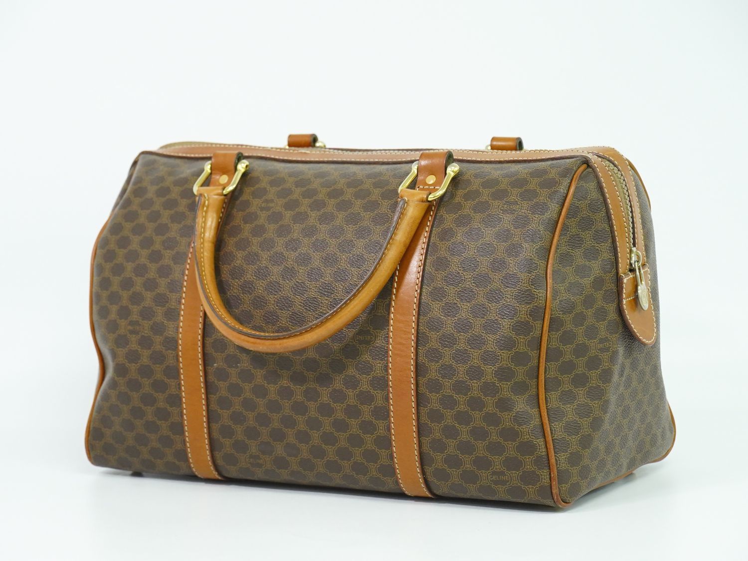 本物 セリーヌ CELINE マカダム ミニ ボストンバッグ ハンドバッグ PVC