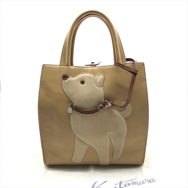 良品 KITAMURA キタムラ ドッグ モチーフ トート ハンド バッグ