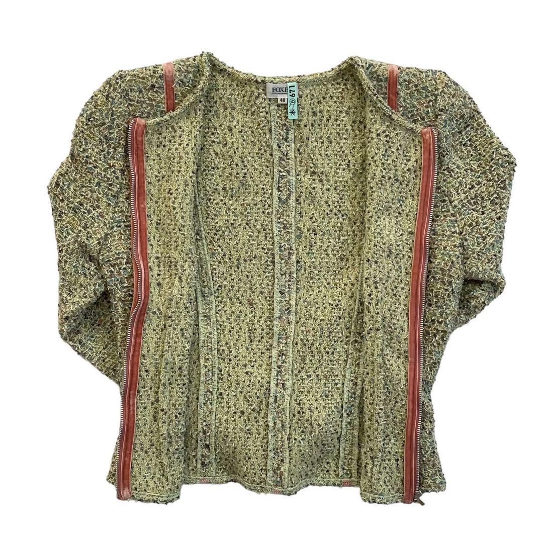 FOXEY フォクシー セットアップ ジャケット スカート 黄緑系 カシミヤ 