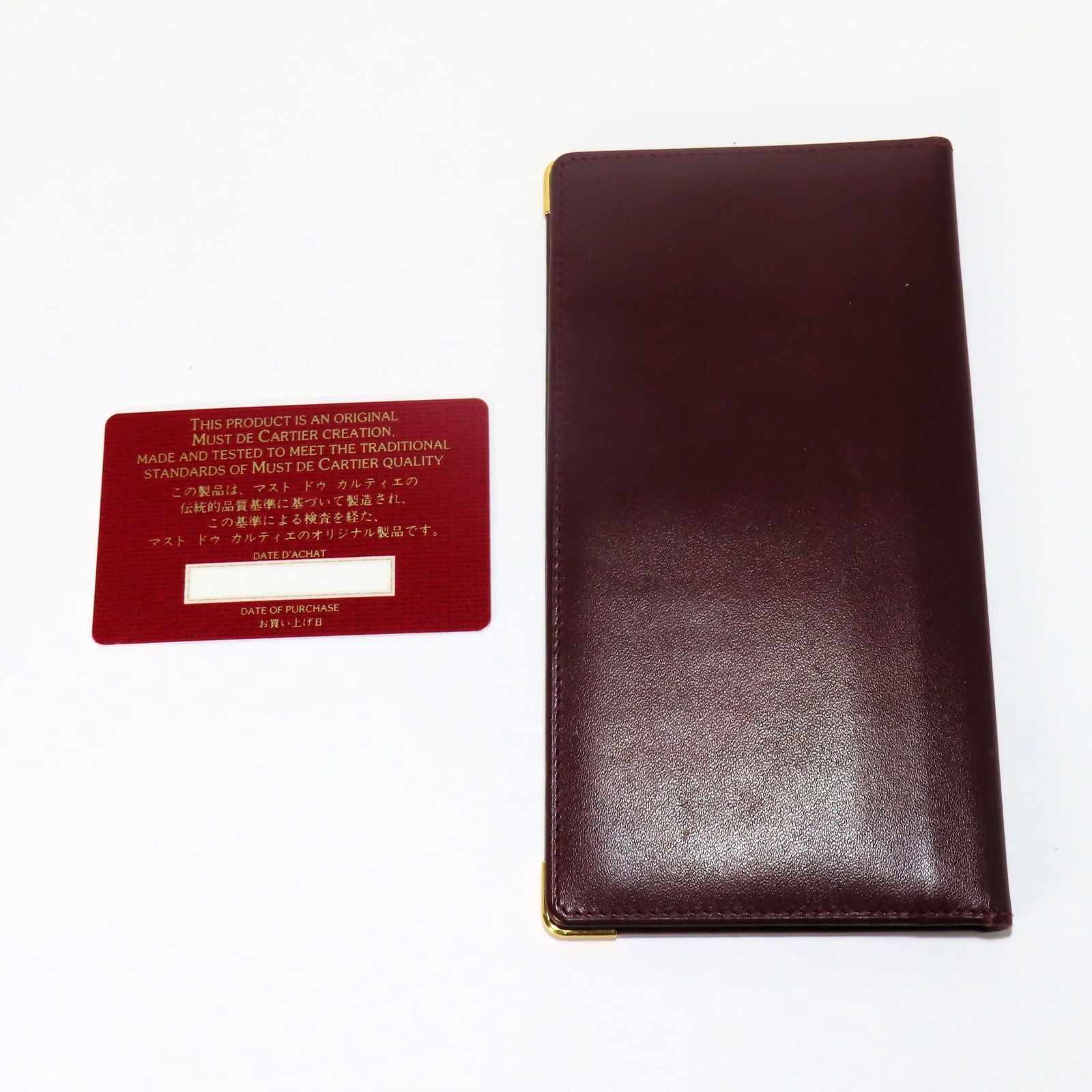 美品 Cartier カルティエ 札入れ 長財布 カーフ ボルドー 保証書