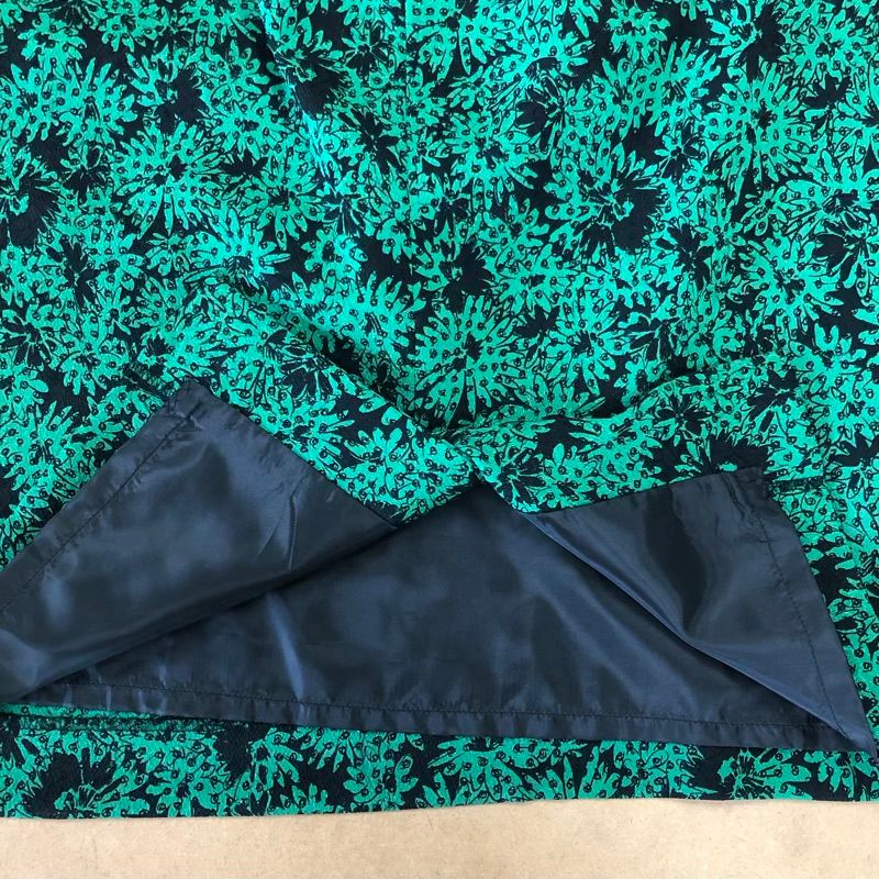 スカート タイトスカート 花柄プリント 日本製 裏地付き グリーン系