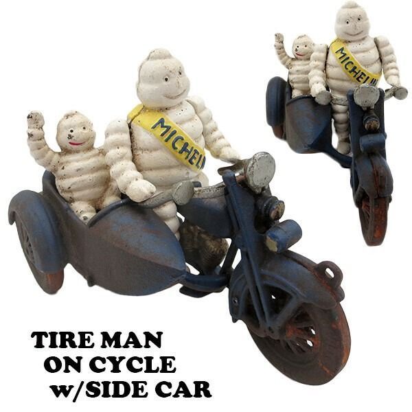  ミシュラン TIRE MAN ON CYCLE w|SIDE CAR アメリカン雑貨１ アンティーク雑貨 美術品 アンティーク コレクション