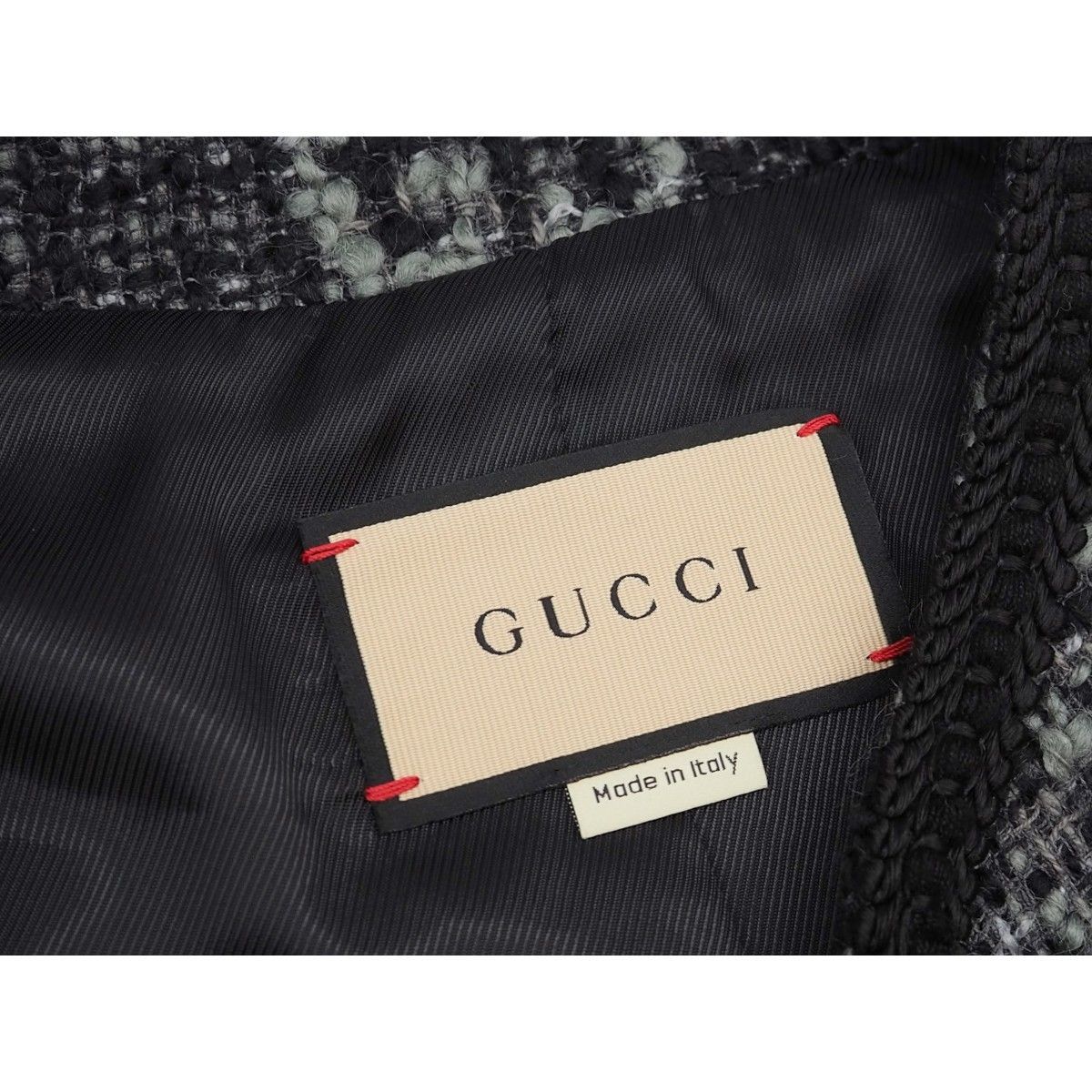 中古】GUCCI グッチ GGツイード ジャケット ノーカラージャケット 