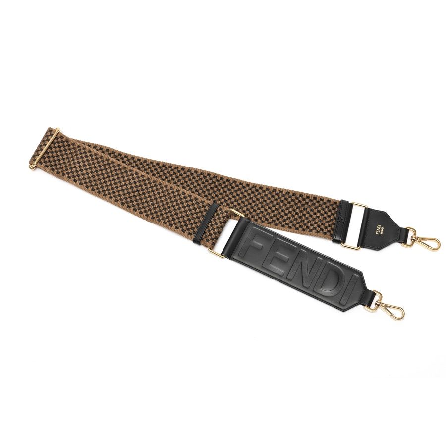 FENDI - フェンディ FENDI ストラップユー メッシュ ロゴ ショルダーストラップ レザー/キャンバス ピンク 未使用 FENDI Strap you mesh logo Shoulder strap Leather/Canvas pink