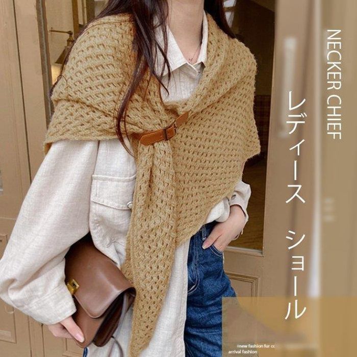 RRL ウールニットマフラー ブラウン アゼ ニット マフラー