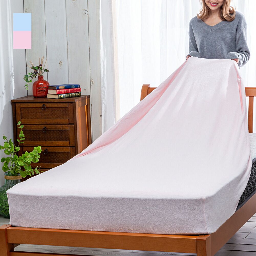 綿 やわらかタオル地のびのびシーツ セミダブル ボックスシーツ 敷きパッド 一体型 タオル素材 全周ゴム 洗える 簡単着脱 ベッド 寝具 オールシーズン 中わた入り ズレない