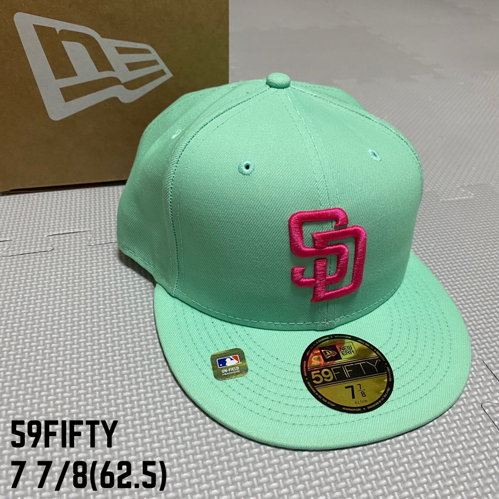 《NEWERA》ニューエラ 　サンディエゴ　パドレス　59FIFTY 　キャップ　シティコネクト　ミント　ピンク　ブラック　ダルビッシュ有選手所属　7  7/8