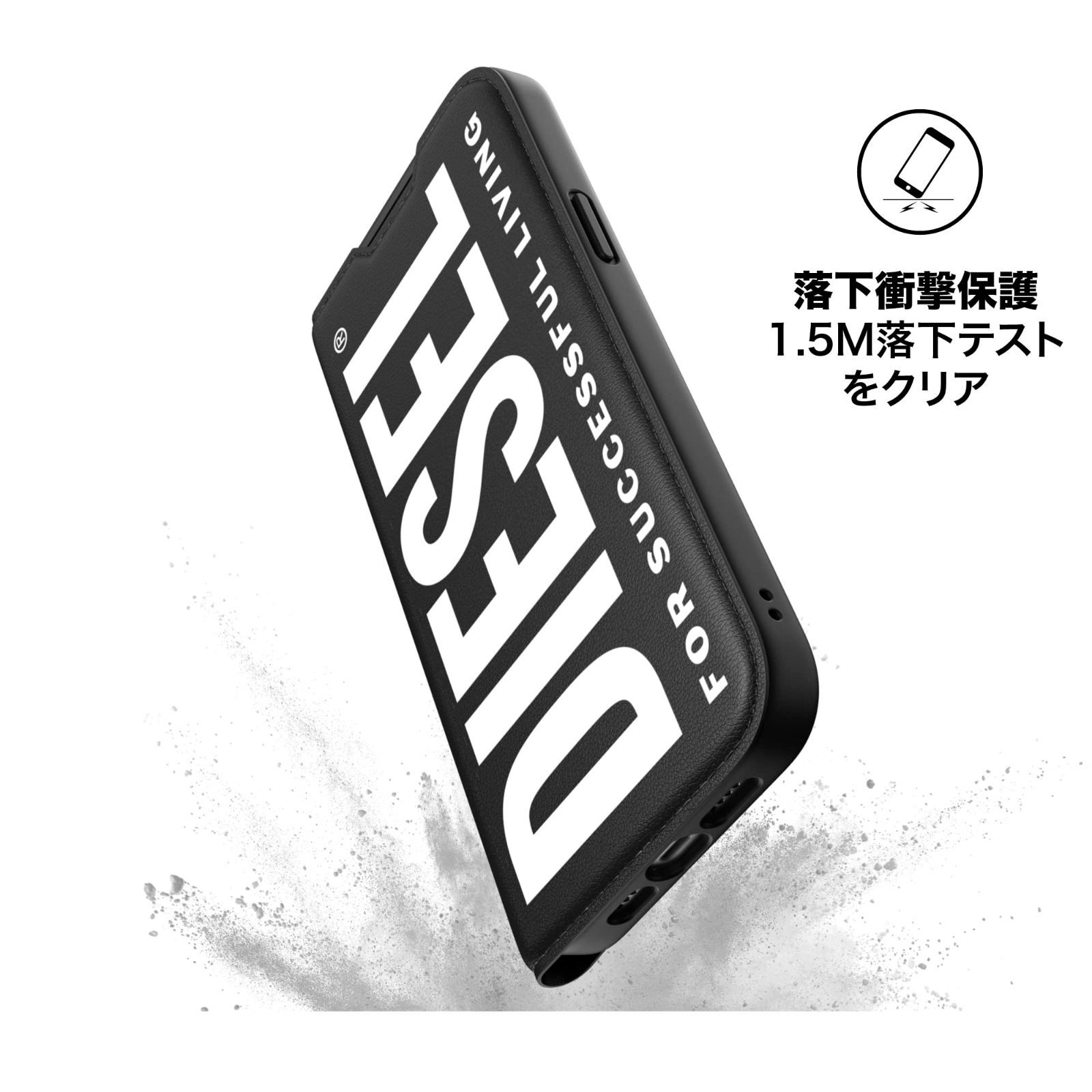 【色: ブラック/ホワイト (ラージロゴ)】DIESEL iPhone14Plu