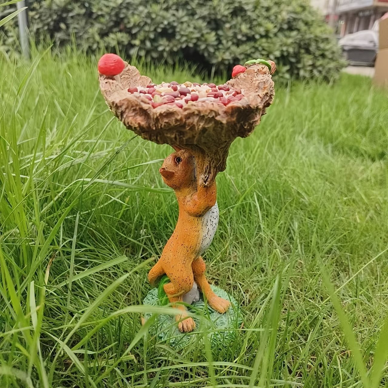 バードフィーダー 小鳥 野鳥 用 給餌器 餌箱 餌台えさ置き 置物 木を持ち上げているキツネ 餌入れ 鳥 ガーデンオブジェ インテリア