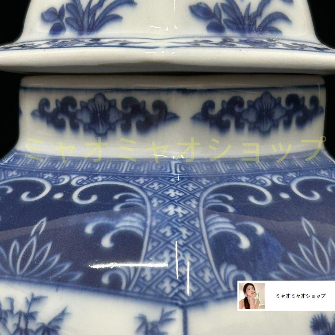 清乾隆青花花鳥六方将軍缶 景徳鎮 陶磁器 装飾品 現代工芸品 美術品 置物 清康熙窓を開けます青花人物将軍缶 景徳鎮 陶磁器 装飾品