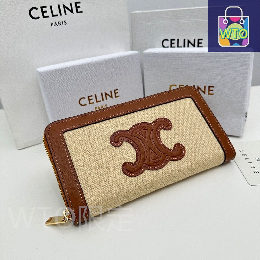 現行モデル 美品 セリーヌ キュイル トリオンフ ジップウォレット 長財布 タン 現行モデル 美品 セリーヌ キュイル トリオンフ ジップ