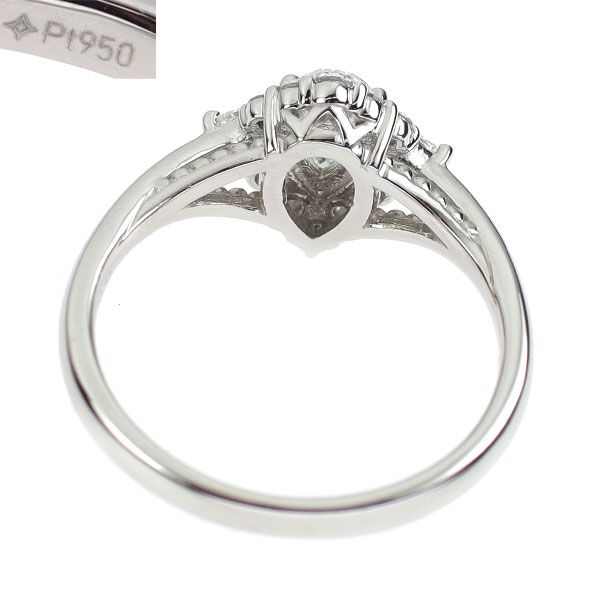 中古】 GSTV Pt950 ペアシェイプ ダイヤモンド リング 0.50ct D VS2 D0  