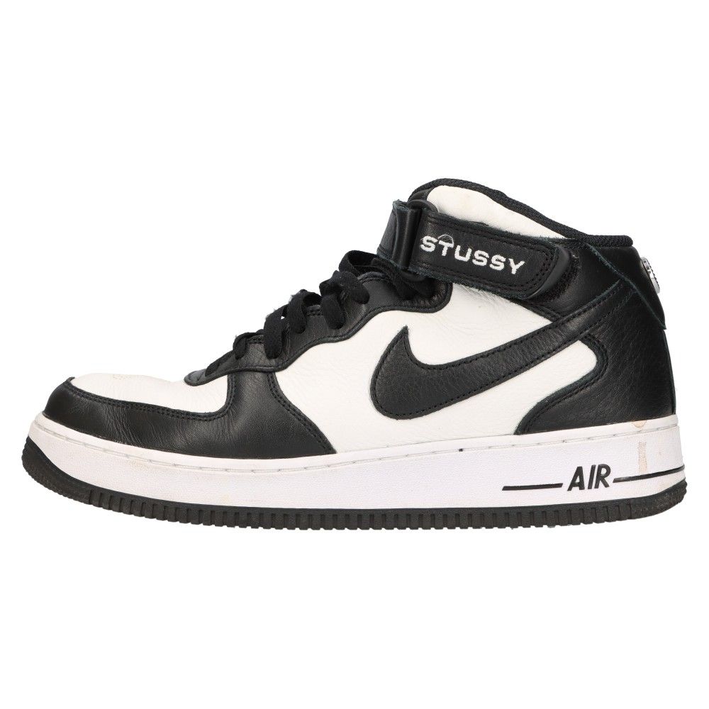 NIKE (ナイキ) ×STUSSY AIR FORCE1 07 MID SP BLACK LIGHT BONE ステューシー エアフォース1 ミッド カットスニーカー ブラック/ホワイト US10.5/28.5cm DJ7840-002 - メルカリ