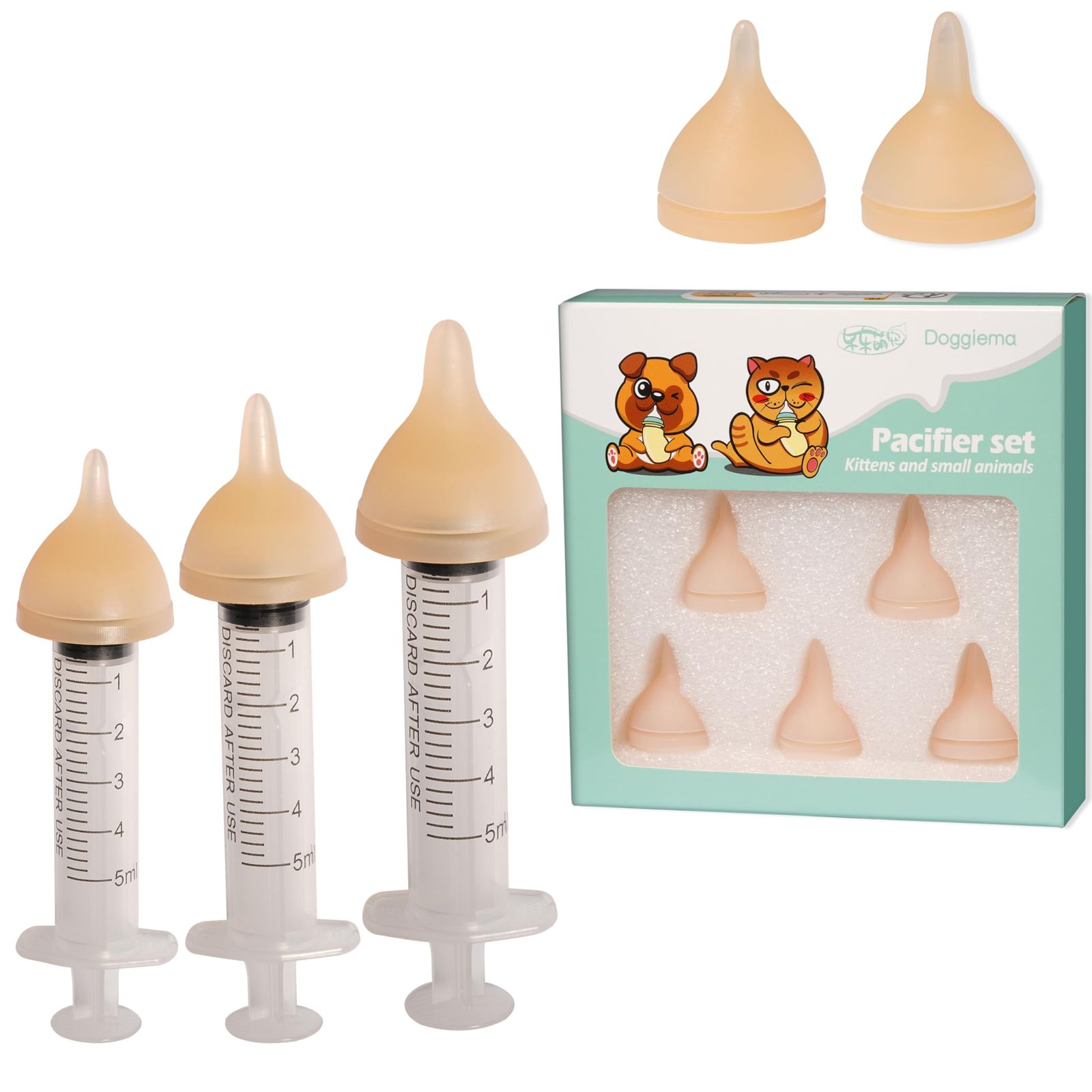 新品 Doggiema 子犬子猫の授乳口乳首 ペットミルク乳首 シリンジ