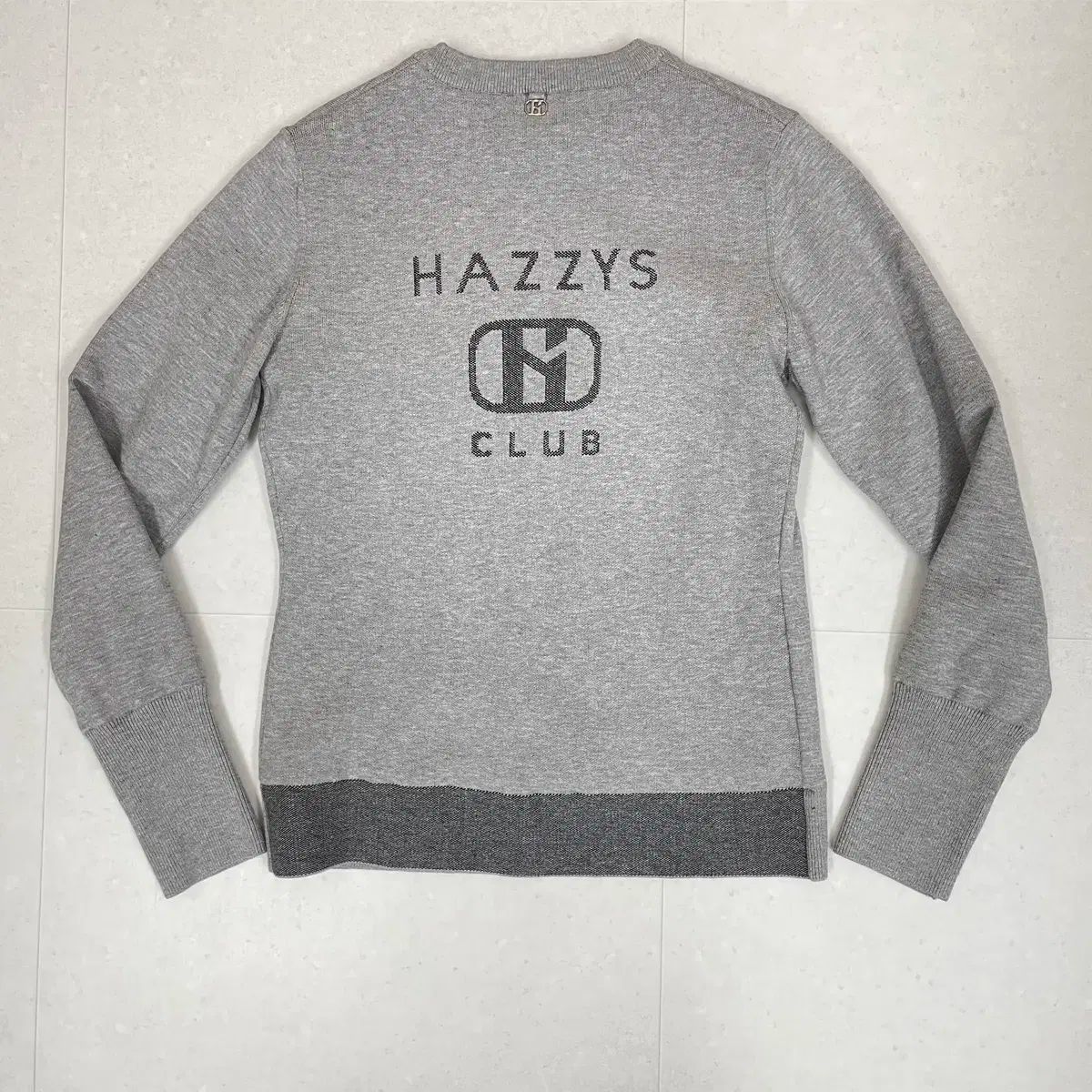 HAZZYS へジス ゴルフ HAZZYS Golf グレー バッグ ロゴ ニット スウェットシャツ 90