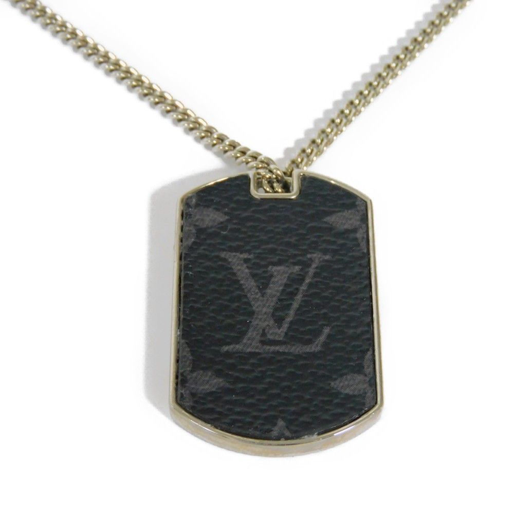 Shop Louis Vuitton Monogram eclipse plate necklace (M63640) by