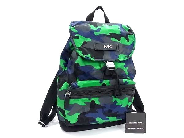 MICHAEL KORS マイケルコース ナイロン 巾着型 リュックサック デイパック バックパック メンズ グリーン系 BJ8359