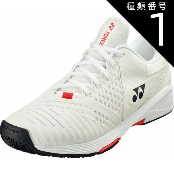 種類1：ﾎﾜｲﾄ/ﾚｯﾄﾞ/22.0(4550468259985) Yonex(ヨネックス) SHTS3MAC パワークッションソニケージ3MAC パワークッション ソニケージ3 メン AC オールコート シューズ パワークッション 靴 デュラ
