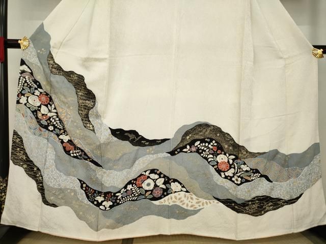 平和屋着物○訪問着 辻が花 道長花文 金彩 正絹 逸品 AAAY4736ck