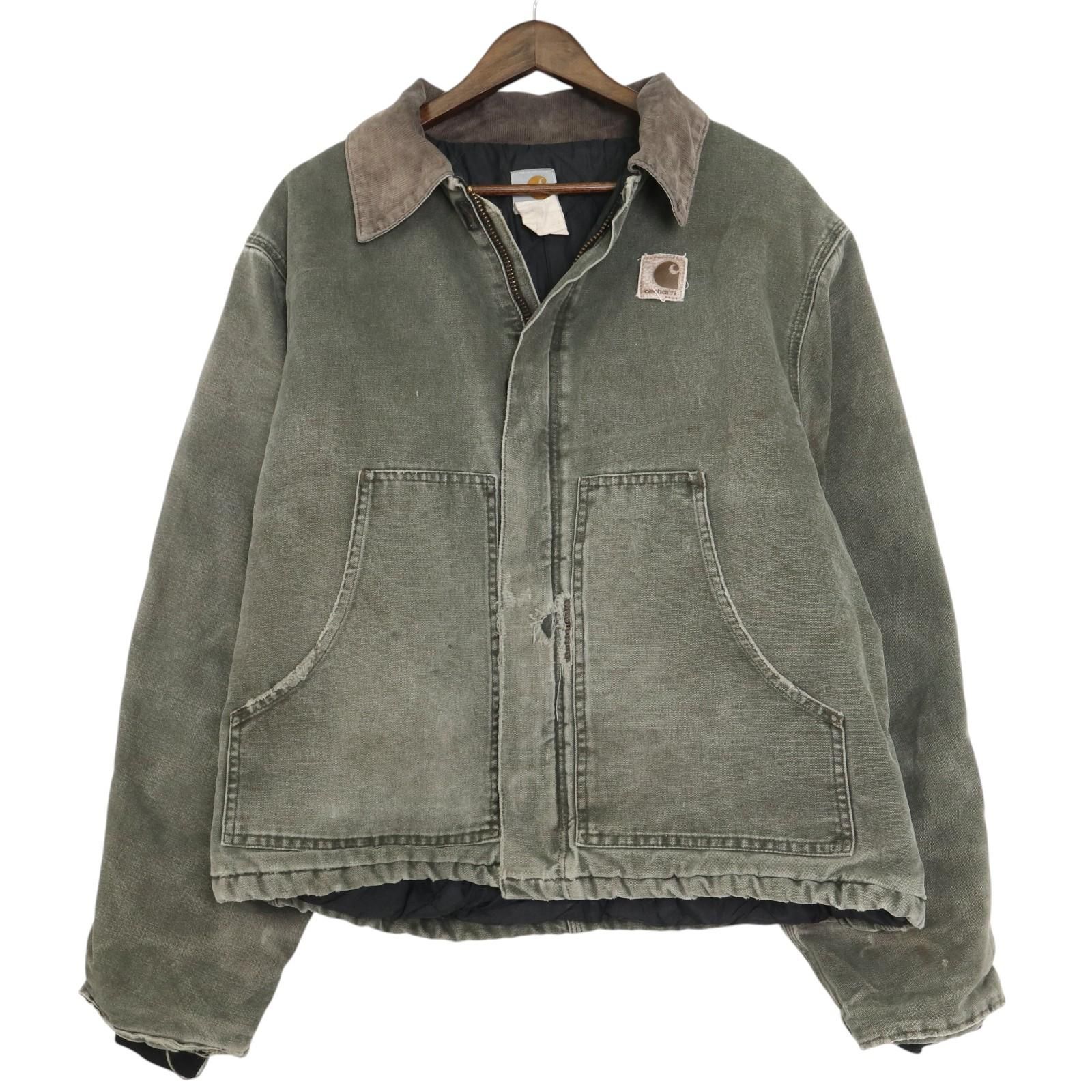 USA製 Carhartt カーハート トラディショナルジャケット ワークジャケット オリーブ (メンズ LARGE REGULAR) 中古 古着 A3177