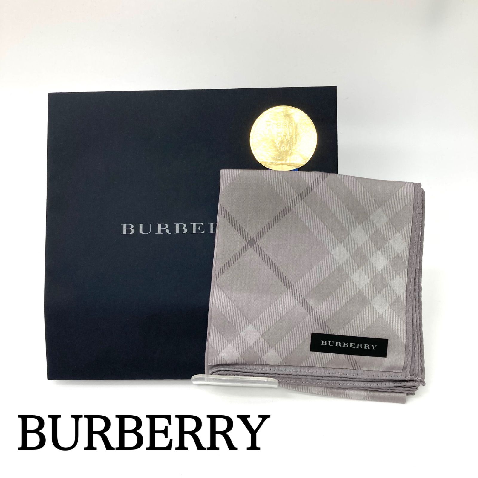 BURBERRY】バーバリー ハンカチ グレー系 チェック柄 ギフト ☆ - メルカリ