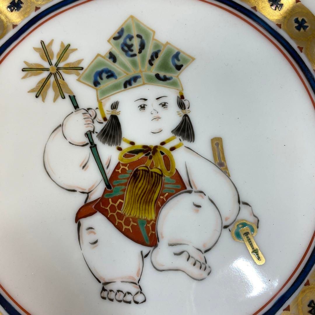 武腰一憲　九谷焼　色絵飾皿　共箱　タトチ　幅約19㎝　東な6-0528④ 武腰一憲 九谷焼 色絵飾皿 共箱 タトチ 幅約19㎝ 東な6-0528④