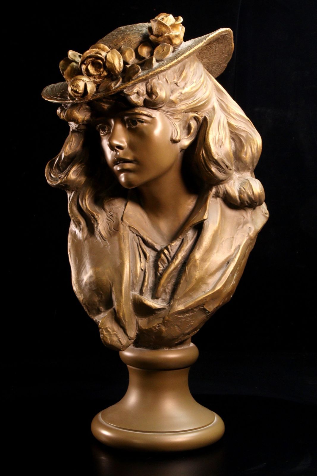 ▽ オーギュスト・ロダン ブロンズ製 「花飾りの帽子の少女