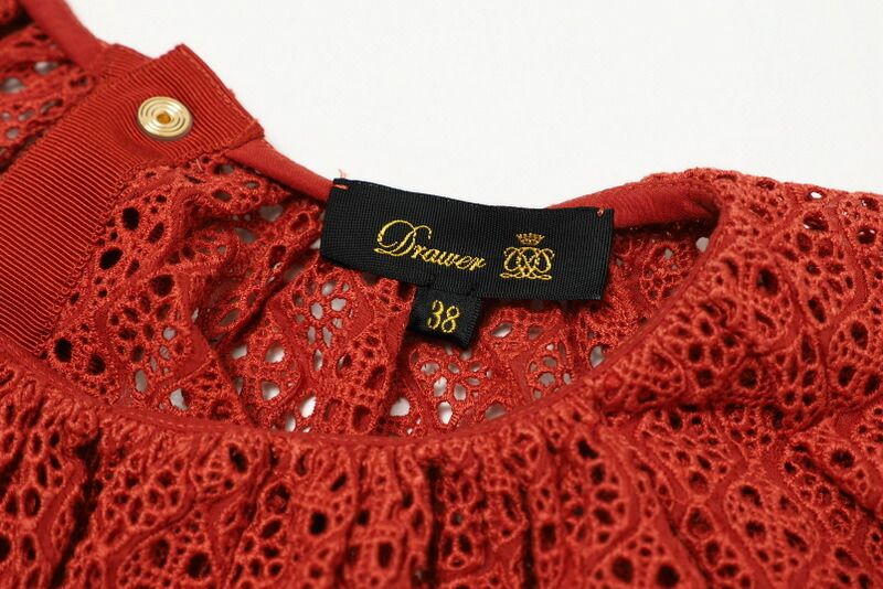 □美品□Drawer ドゥロワー エンブロダイリーレース ブラウス シャツ  