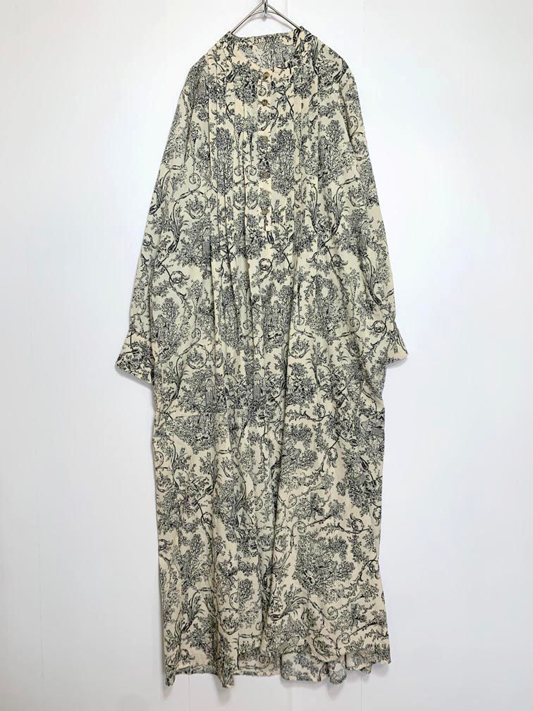 Re:EDIT リエディット 1541RE-5 ヴィンテージプリントフレア ワンピース sizeM/アイボリー ■■レディース