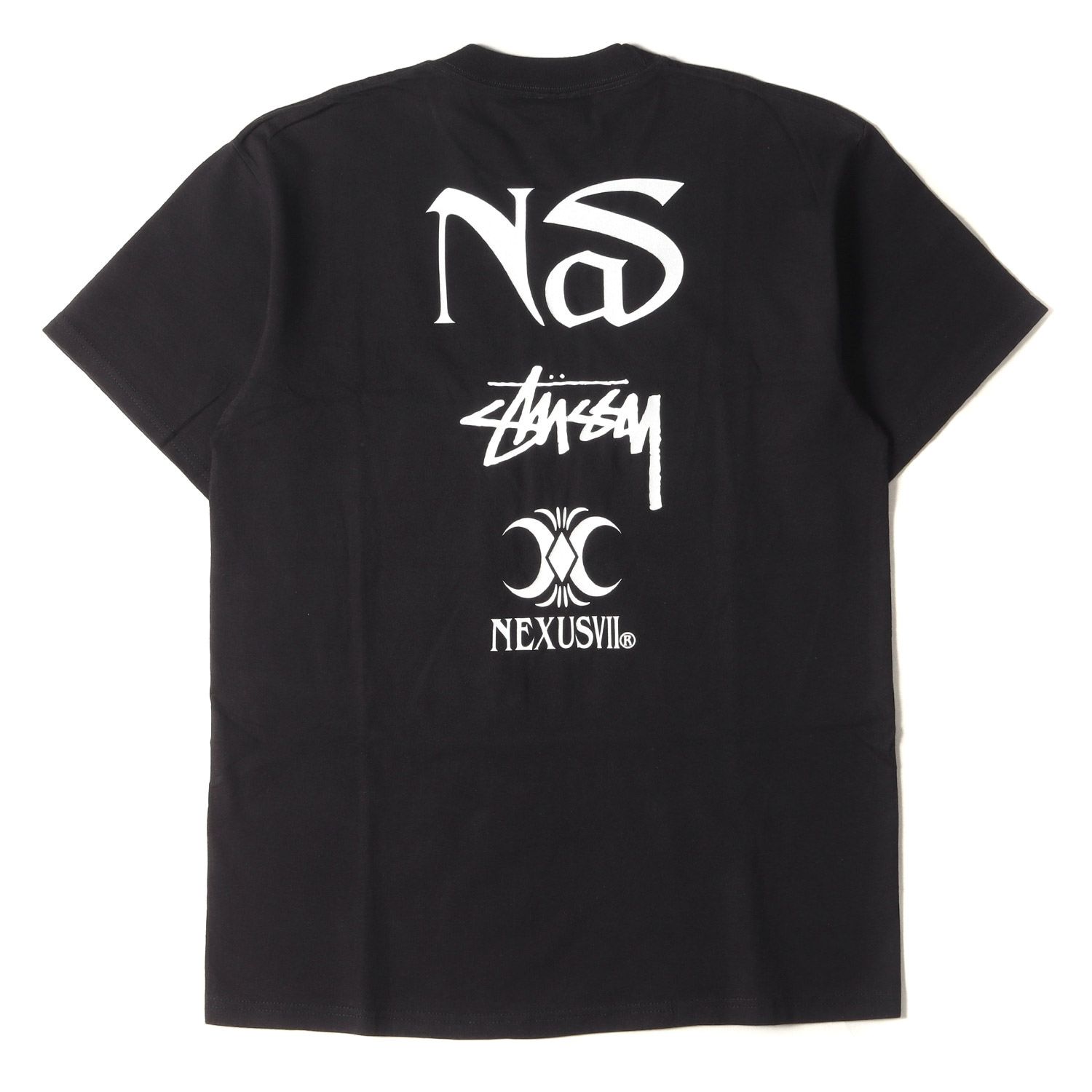 STUSSY ステューシー Tシャツ サイズ:M 00s NEXUS 7 NAS 原宿チャプト限定 フォト グラフィック クルーネック 半袖Tシャツ  ブラック 黒 ネクサスセブン ナズ コラボ トップス カットソー【メンズ】