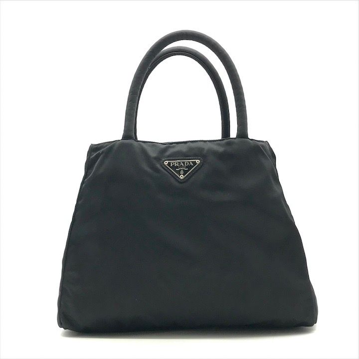 美品　プラダ　テスート　ナイロン　ハンドバッグ　三角ロゴ　ブラック 良品 PRADA プラダ 三角ロゴ プレート ナイロン テスート ミニ