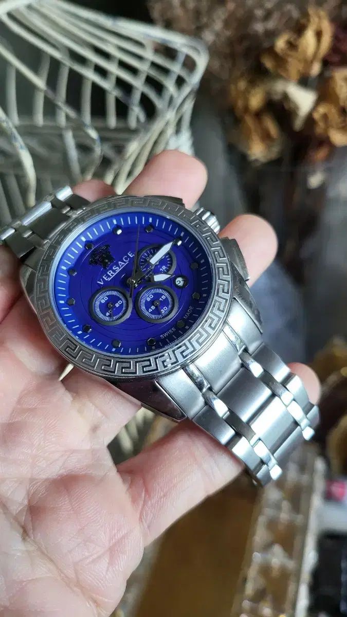 VERSACE ヴェルサーチェ ブルー ダイヤル メタル 時計 メドゥーサ