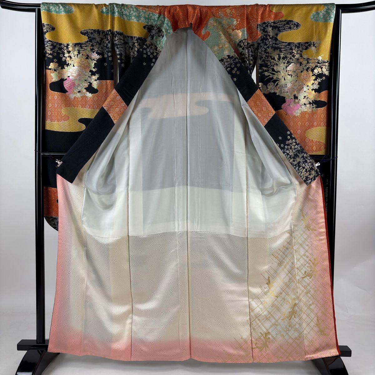 振袖 身丈162cm 裄丈65.5cm M 袷 桂由美 やまと 落款 花車 ヱ霞