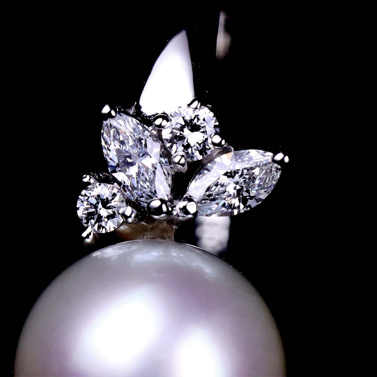 タサキ TASAKI 10号 リング 白蝶真珠 10.4mm ダイヤ 0.48ct Pt  