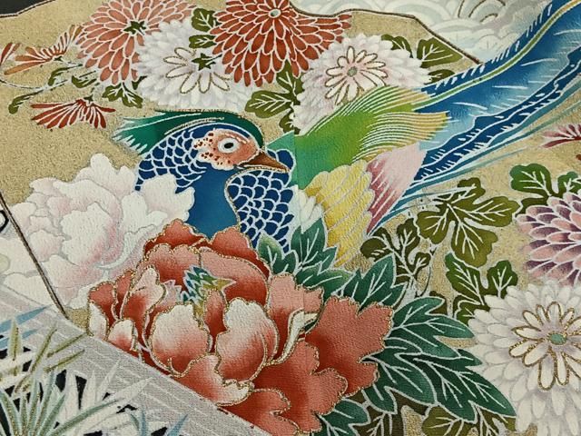 未着用　作家もの　色留袖　金彩　銀駒刺繍　鶴　松竹梅　エ霞　着物　093w d 未着用 作家もの 色留袖 金彩 銀駒刺繍 鶴 松竹梅 エ霞 着物 093w