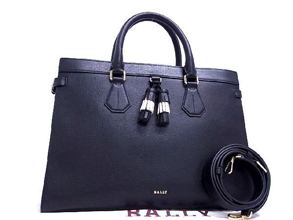 □極美品□ BALLY バリー レザー 2WAY タッセル ハンドバッグ