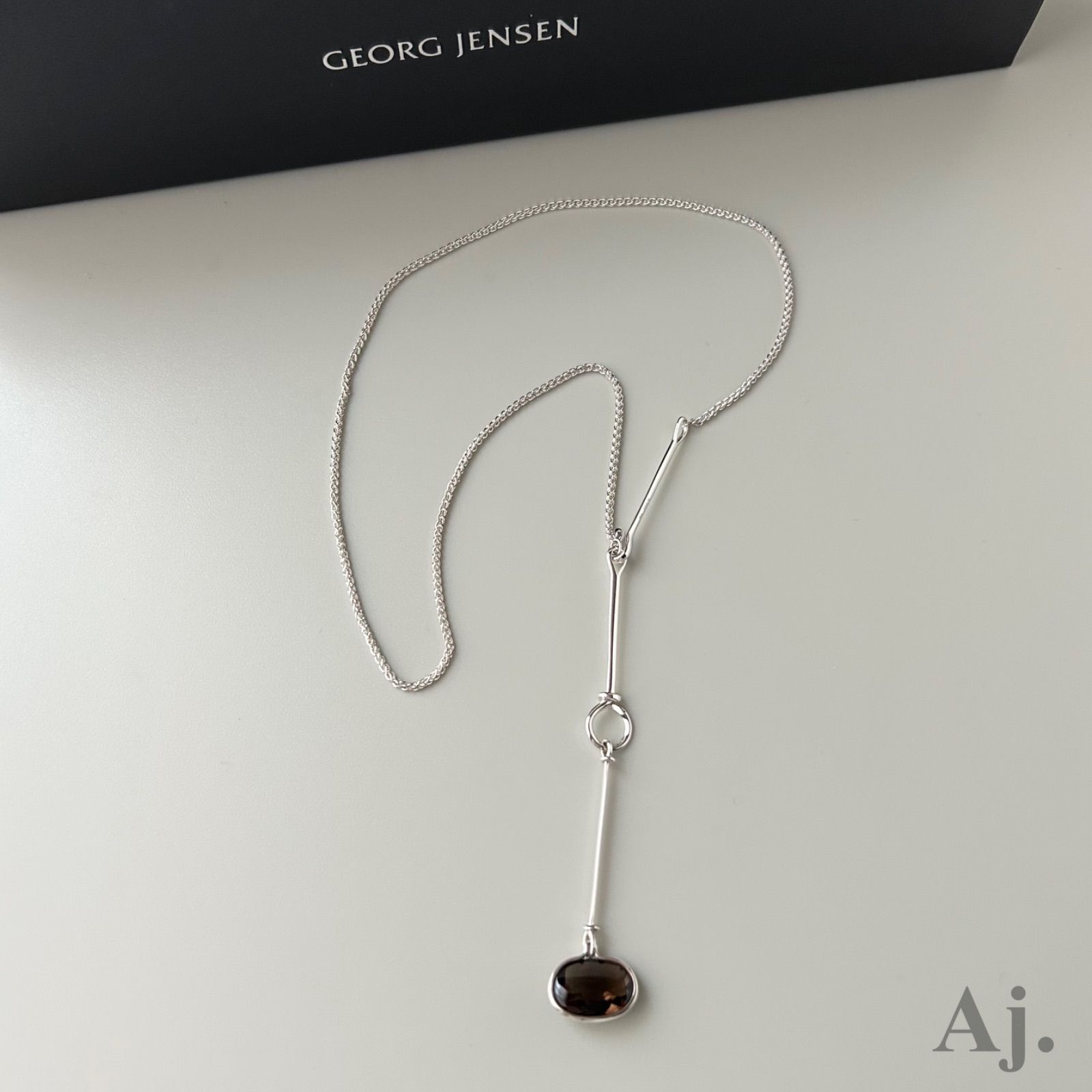 【極美品】ジョージジェンセン ネックレス　スモーキークォーツ サヴァンナ 極美品】ジョージジェンセン ネックレス スモーキークォーツ