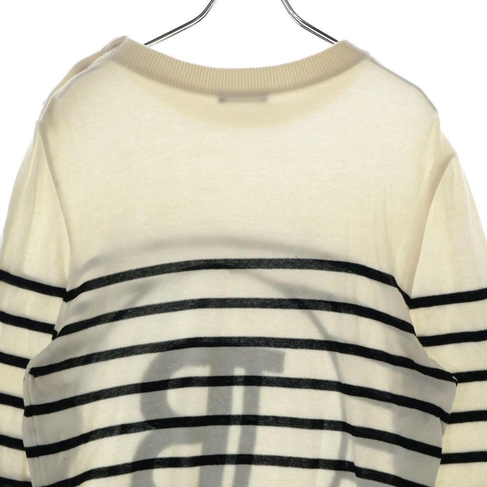 BALMAIN バルマン フロントパッチ付 長袖ボーダーニットセーター