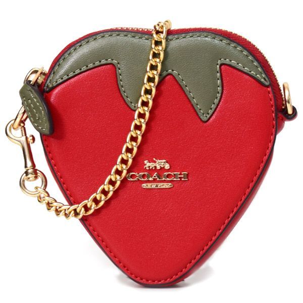 コーチ バッグ COACH スムースレザー ストロベリー 苺 チェーン ロゴ 