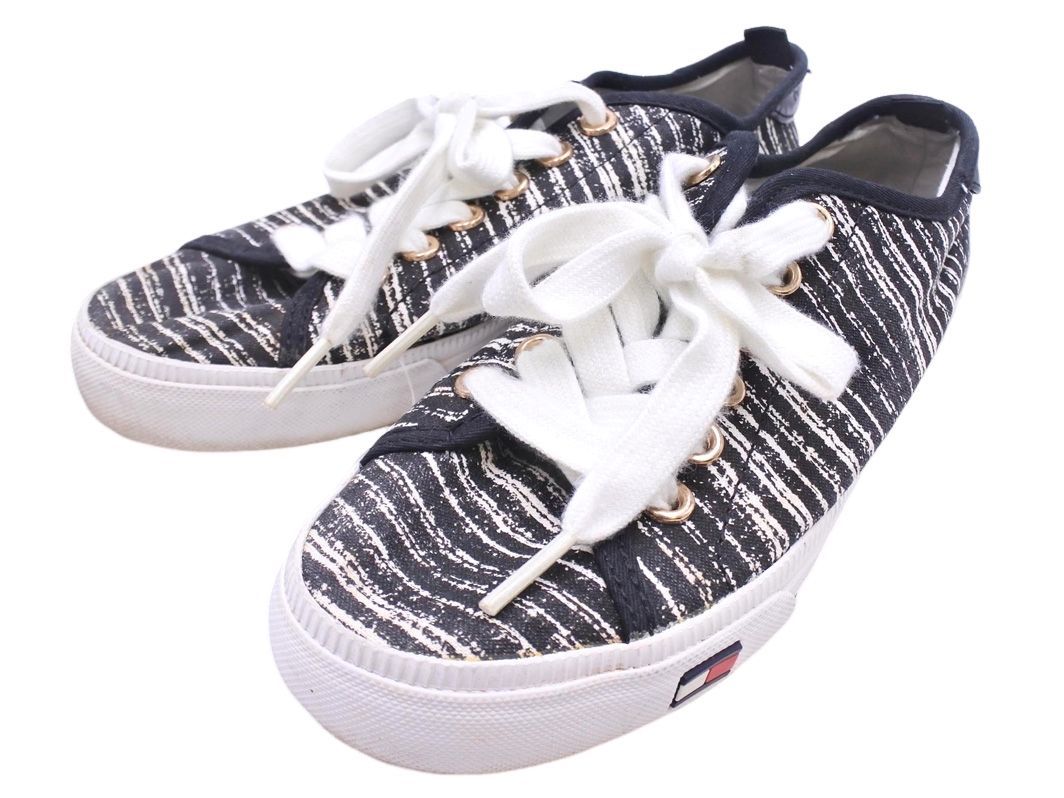 TOMMY HILFIGER トミーヒルフィガー ローカット スニーカー size5.5M/白ｘ黒 ■■ レディース