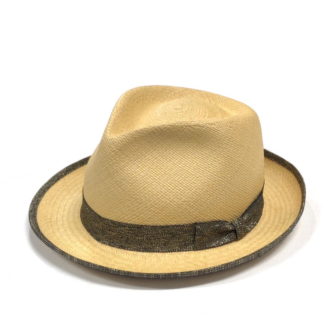 CA4LA♡ストローハット Ca4la ベージュストローハット 黒リボン付き