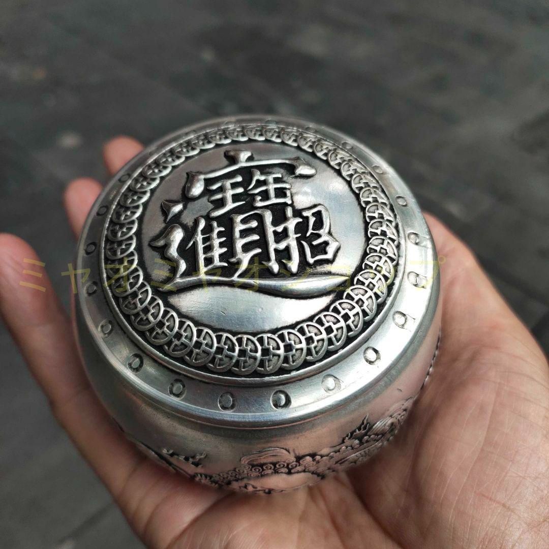 銅製 茶筒 招財進宝獅子茶筒 茶道具 香道具 装飾品 工芸品 置物 銅製