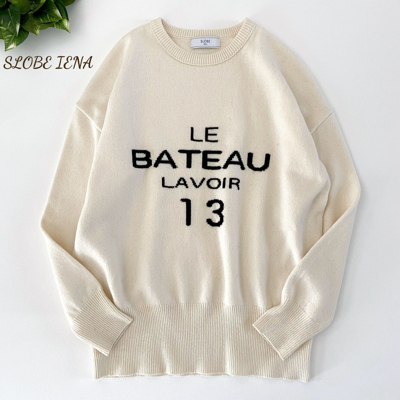 22AW♪LE BATEAUロゴニット オフホワイト白 M ニットセーター プル  