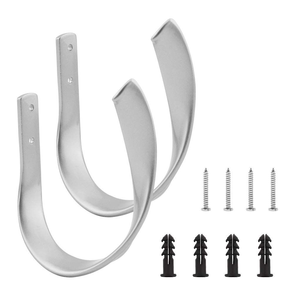 【新着商品】INCREWAYカーテンカーテンホールドバック、2個シルバー頑丈なアルミニウム合金スパイラルカーテンブラケットフック壁用装飾カーテンホルダー（シルバー）